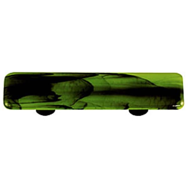 Palacedesigns Black Swirl Spring Green Rectangle Glass Cabinet Pull - Aluminum Post PA883026 - main